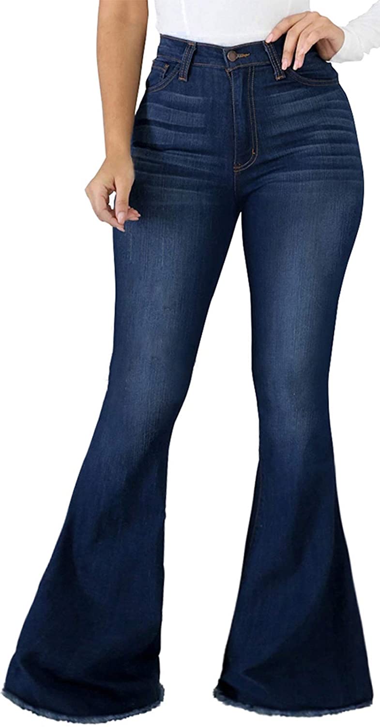 Bell Bottom Jeans for Women Ripped High Waisted Classic Flared