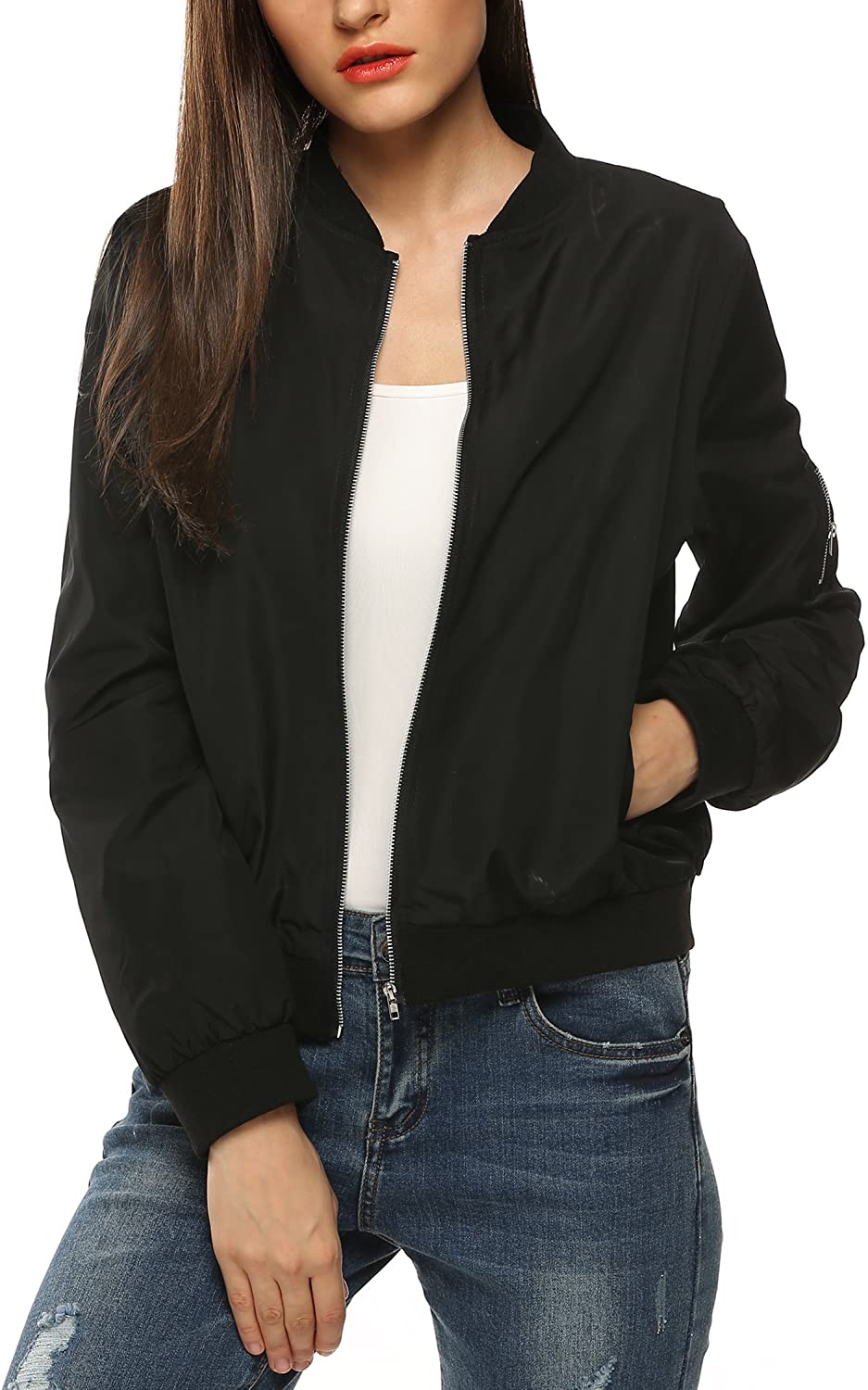 Zeagoo Womens Classic Quilted Jacket Short Bomber Jacket Coat