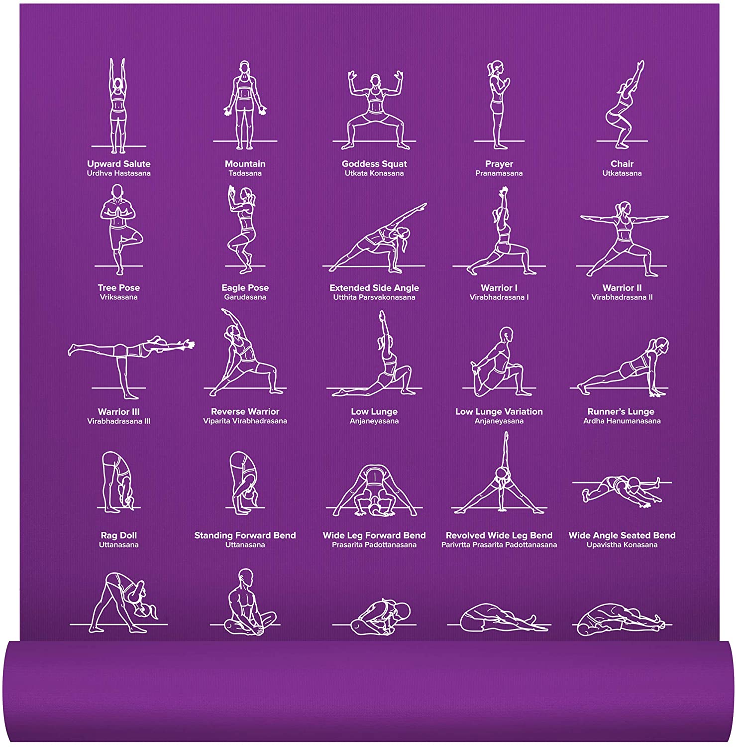 Newme Fitness Instructional Tapis de Yoga Imprimé avec 70 illustré Pose 24" wid... 