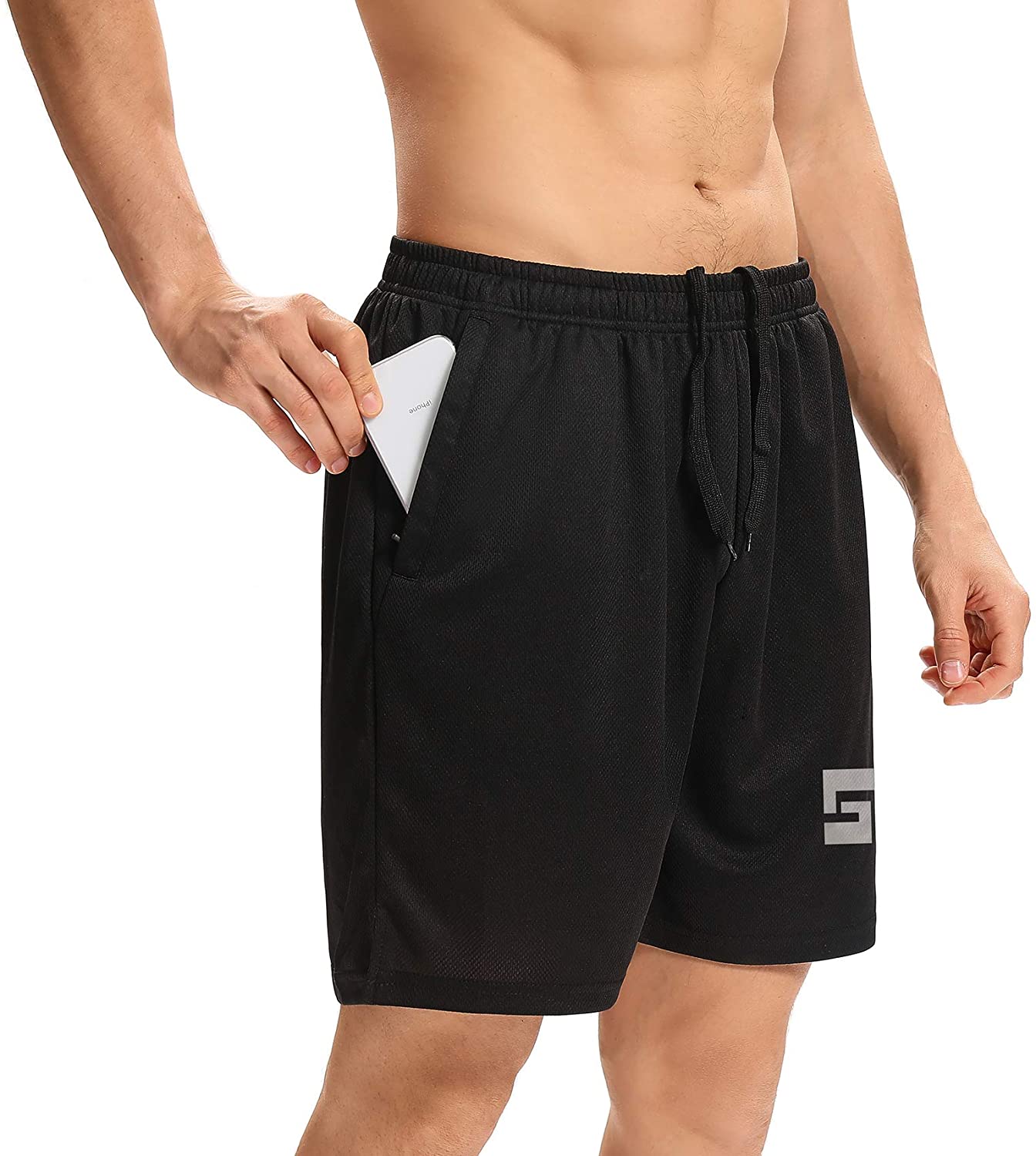 LXNMGO Men's 7 Workout Running Shorts Quick Dry Lightweight Athletic Gym Shorts with Zip Pockets