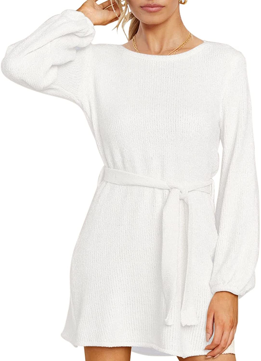 Buy HAPCOPE Women's Chenille Sweater Dress Mock Neck Lantern Long