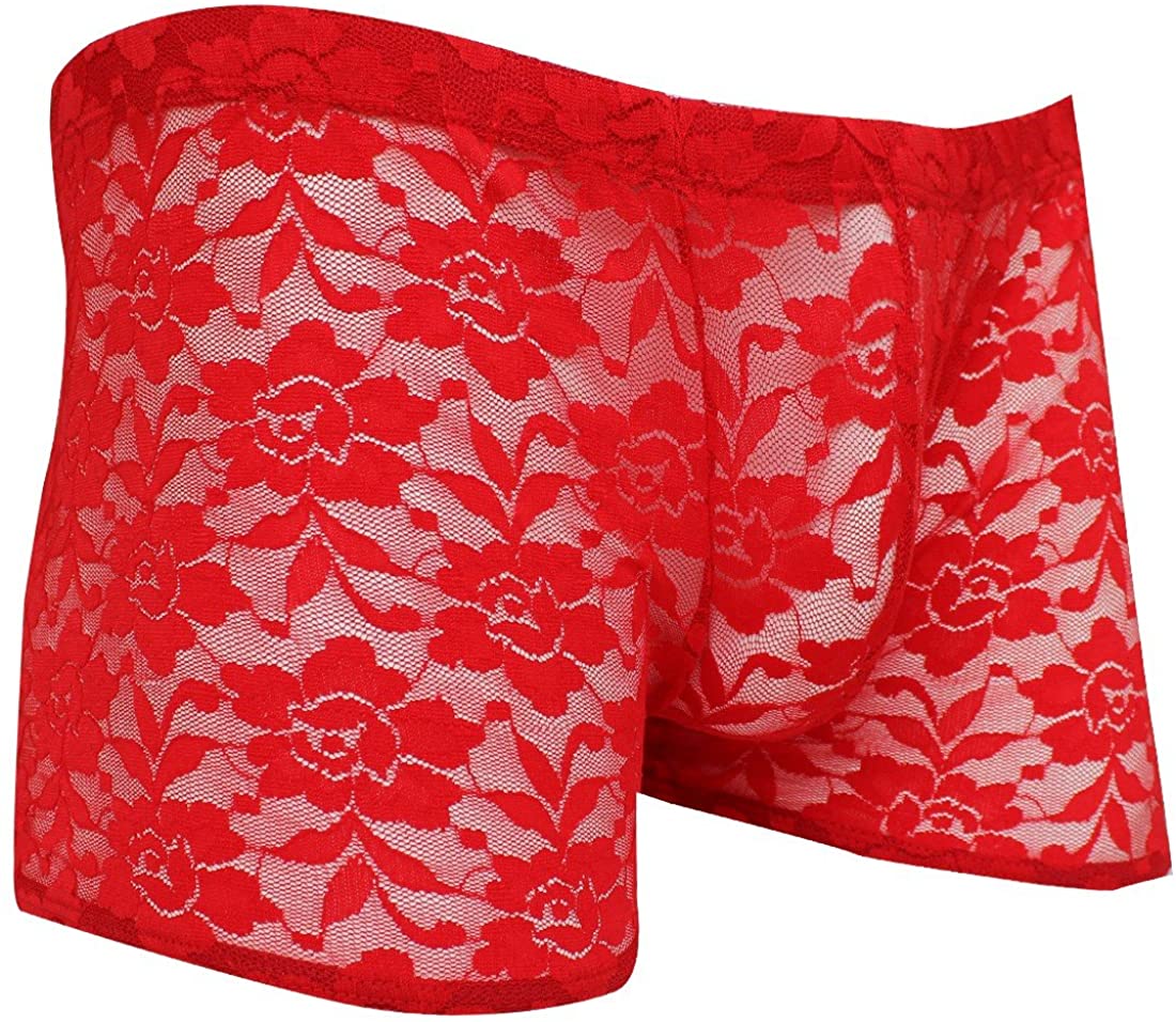iiniim Men's Sheer Lace Floral Boxer Briefs Underwear Swim Shorts | eBay
