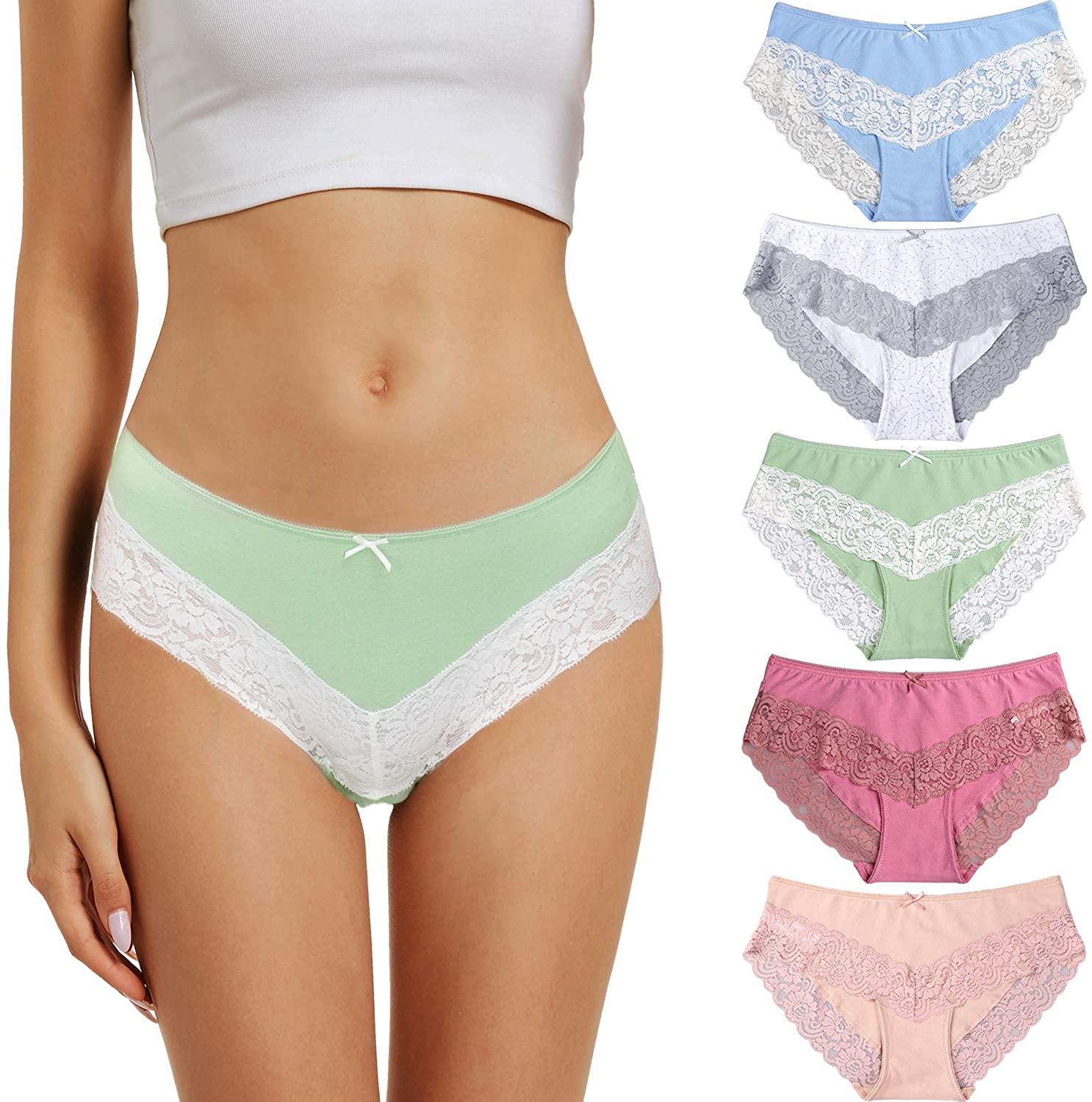 LYYTHAVON Women’s Underwear Cotton Breathable Brief Ladies Panties 5-Pack
