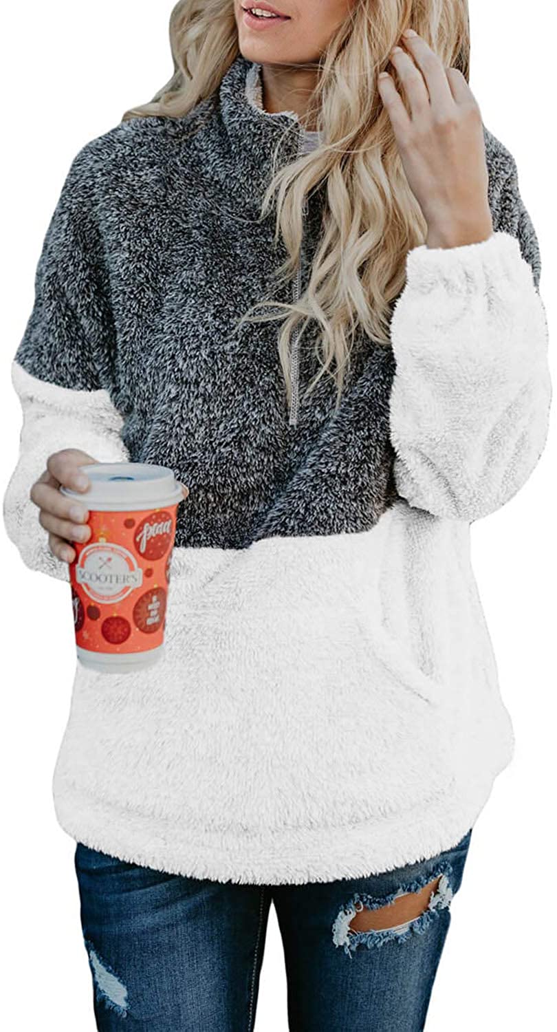 thumbnail 5  - Acelitt Women&#039;s Cozy Oversize Fluffy Fleece Sweatshirt Pullover Outwear (18 Colo