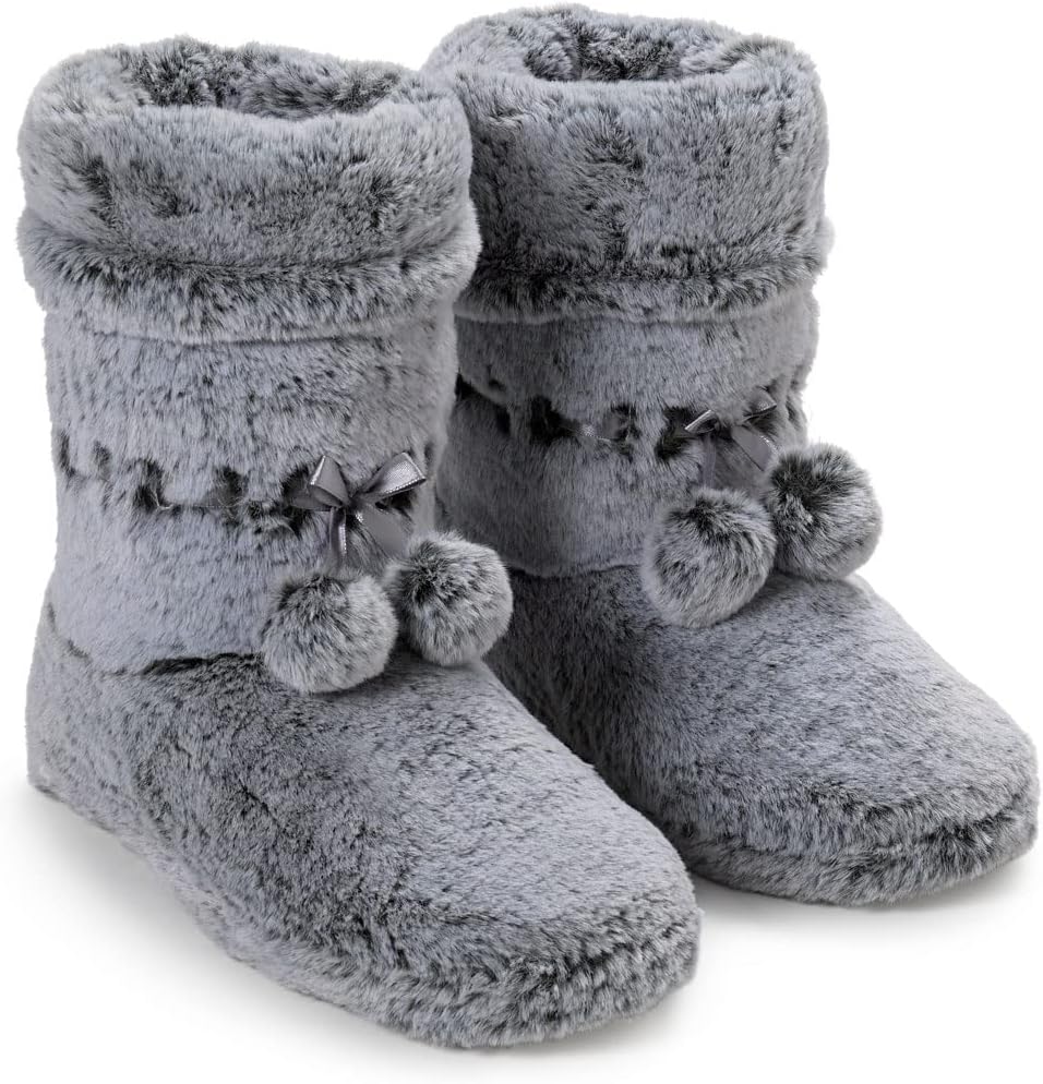 PajamaGram Womens Slippers - Womens Slipper Boots, Pom Poms : :  Clothing, Shoes & Accessories