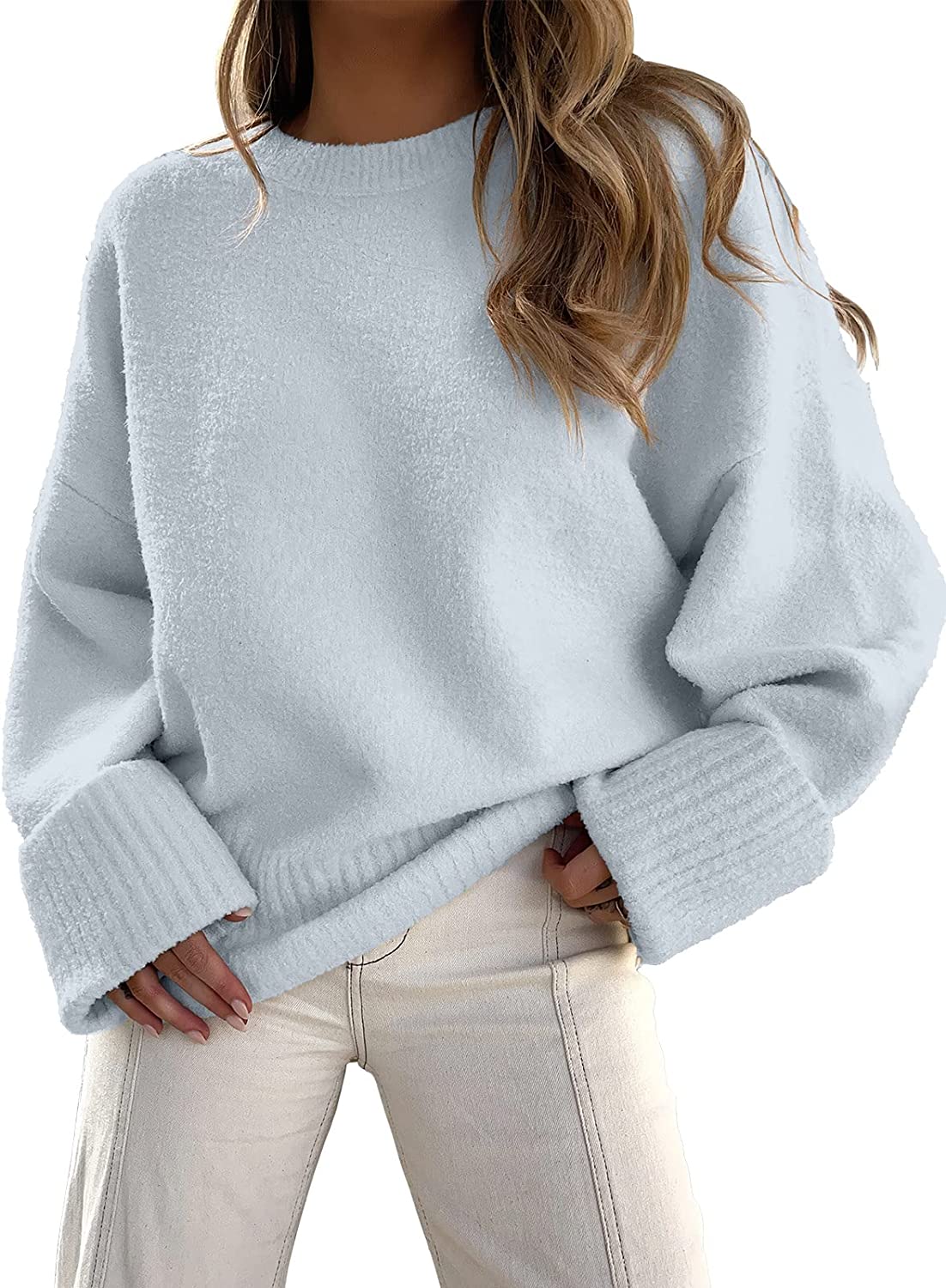 ANRABESS Women's Crewneck Long Sleeve Oversized Fuzzy Knit Chunky Warm  Pullover Sweater Top : : Clothing, Shoes & Accessories