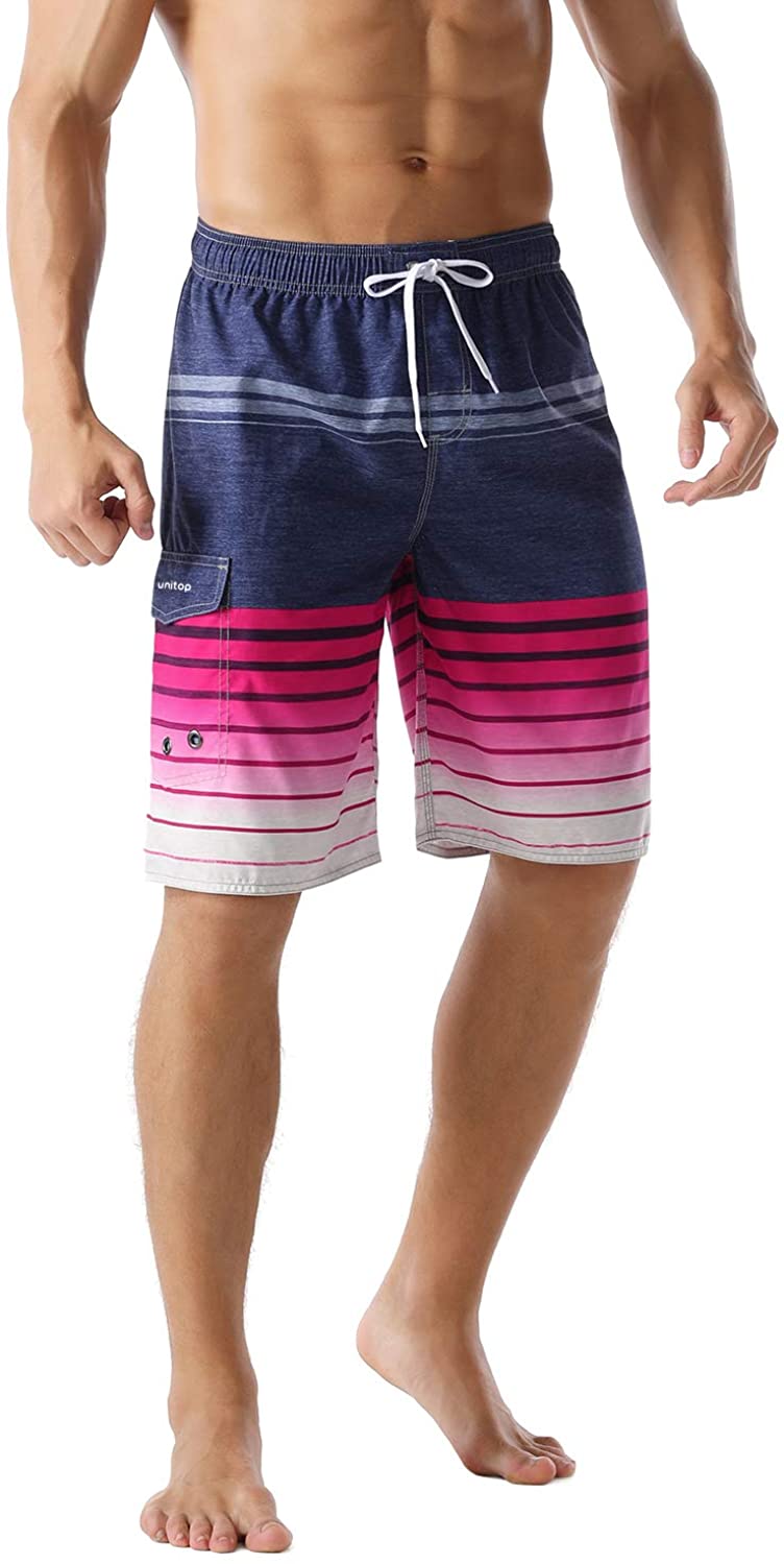 unitop Men's Swim Trunks Classic Lightweight Board Shorts with Lining 