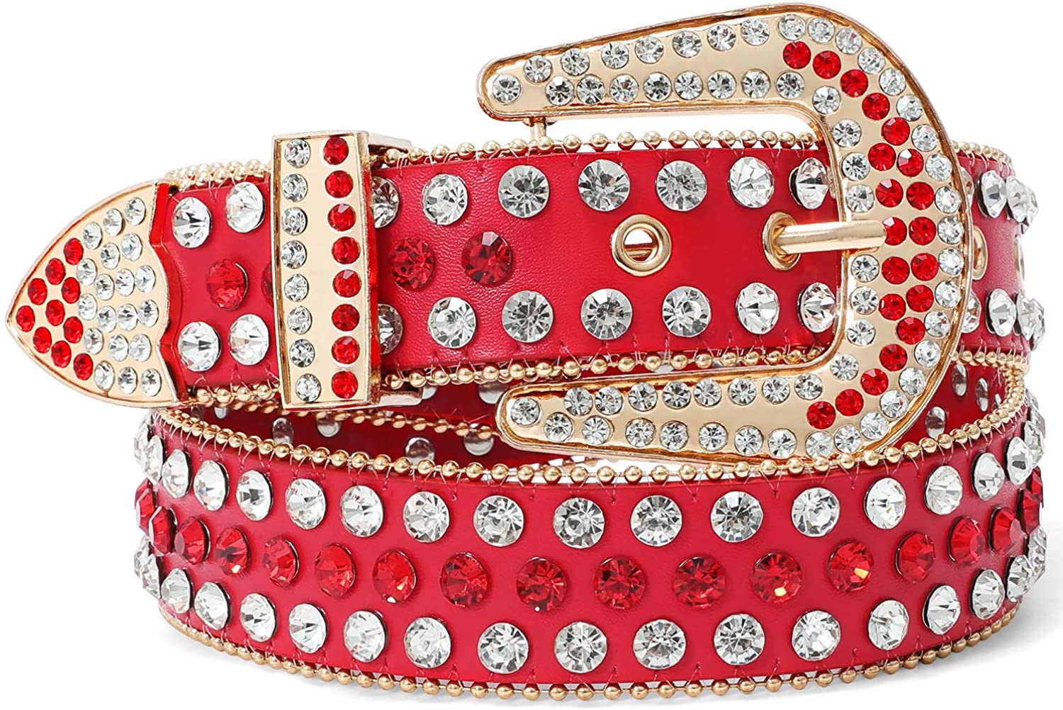 Rhinestone Belt for Women SUOSDEY Western Cowgirl Bling Studded Leather  Belt for