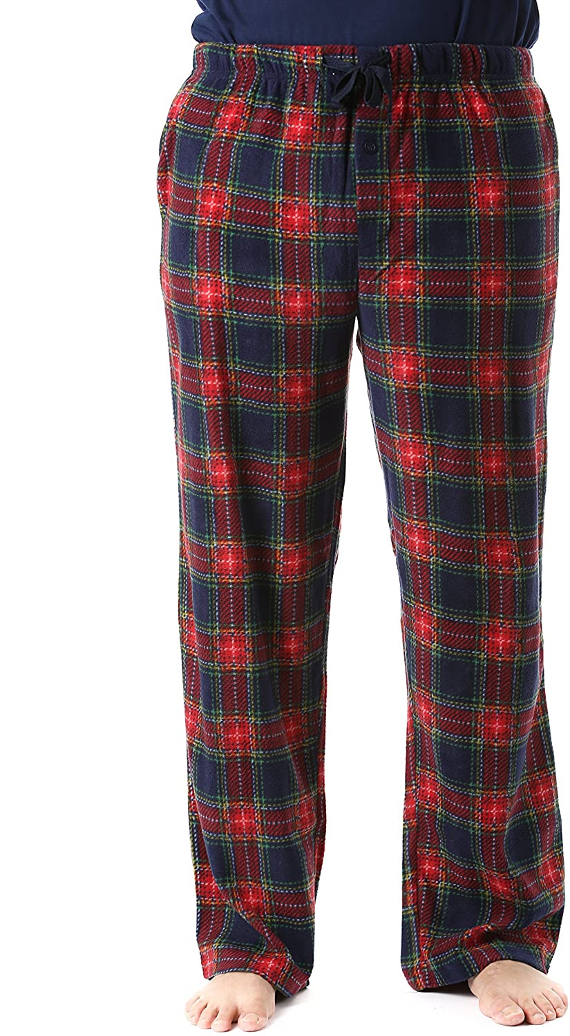 followMe Men's Microfleece Buffalo Plaid Pajama Pants with Pockets