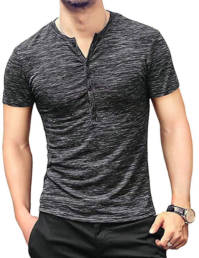 WULFUL Men's Casual Slim Fit Henley Long/Short Sleeve Shirt Lightweight Basic Summer T-Shirt 