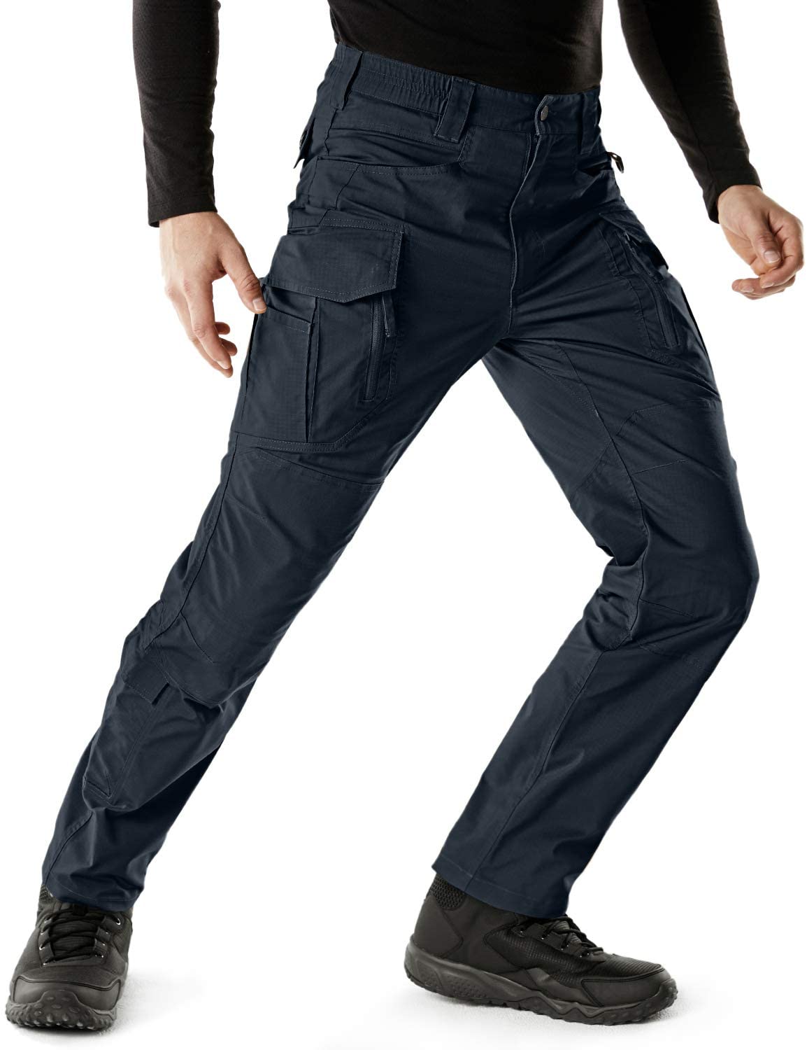 CQR Womens Flex Stretch Tactical Pants Elastic Waist Straight/Cargo Pants with Pockets Water Repellent Ripstop Work Pants 