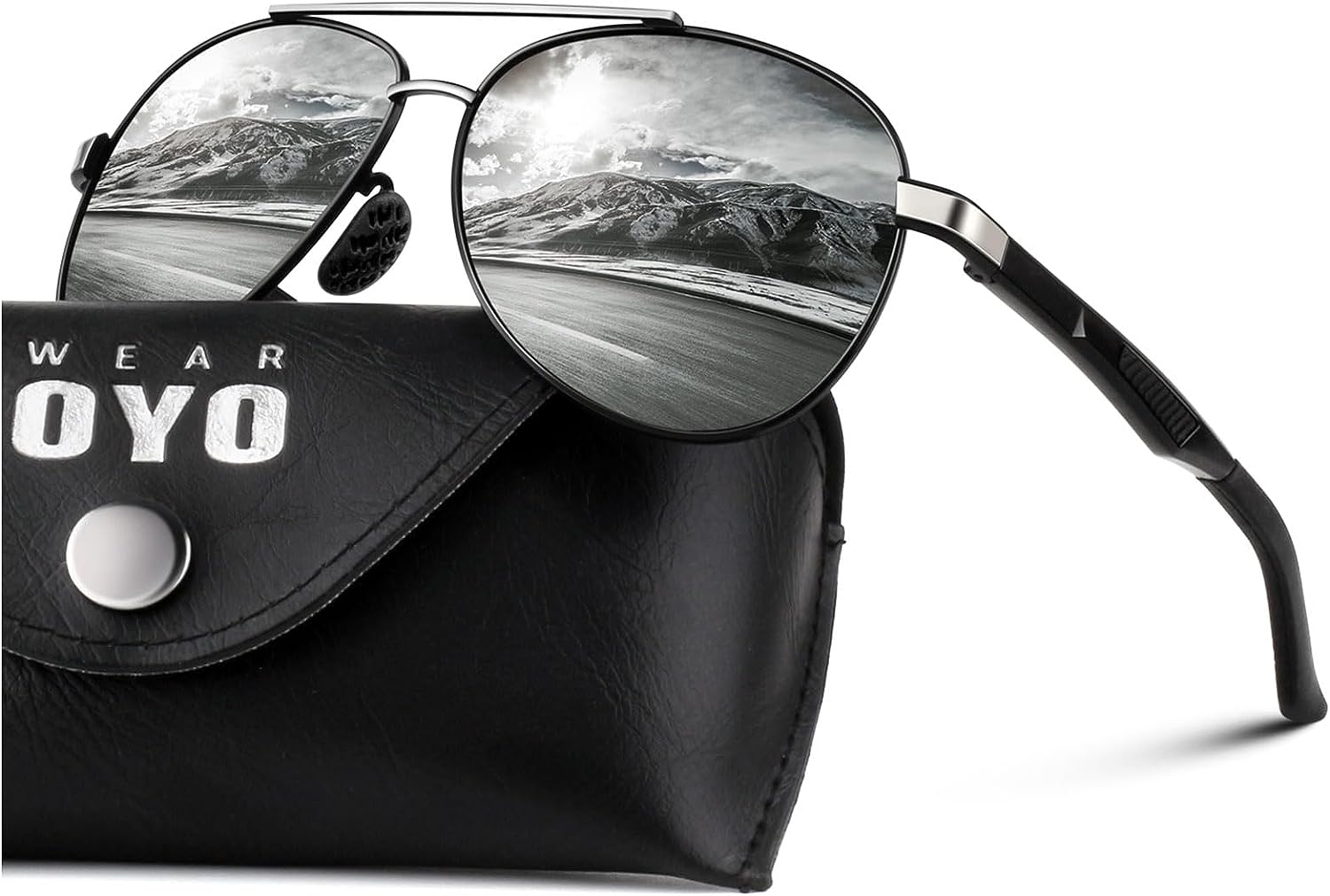 WEAROYO Pilot Sunglasses for Men Women Polarized, Lightweight Al