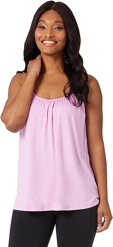 32 Degrees Womens Cool Flowy Bra Cami, with Built-in Cups, Relaxed Fit