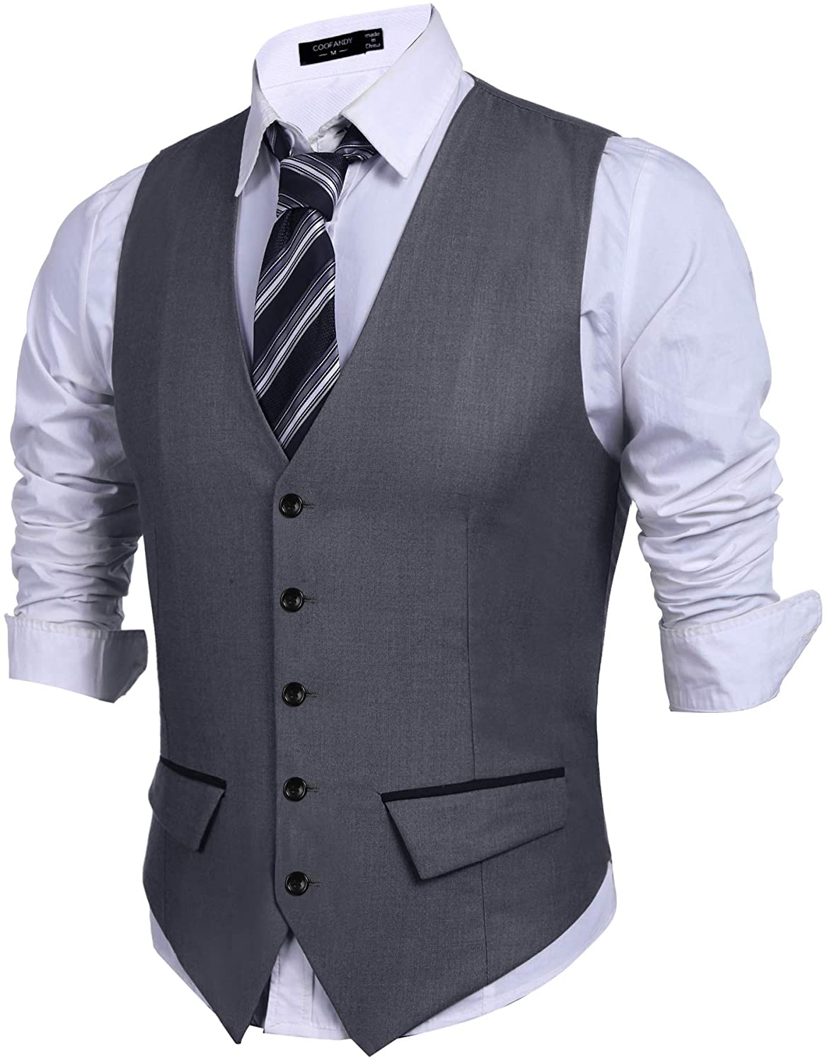 COOFANDY Men's Casual Business Vests Lightweight Waistcoat Slim Fit Suit Vest 