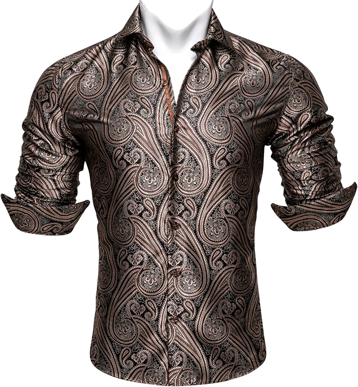 Barry.wang Grey Floral Silk Men's Shirt