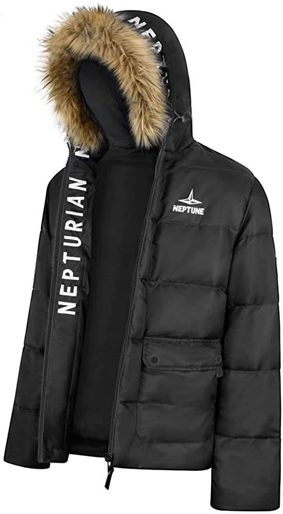 NOROZE Mens Parka Coat Heavy Weight Faux Fur Hood Waterproof Jacket Winter Padded Overcoat 