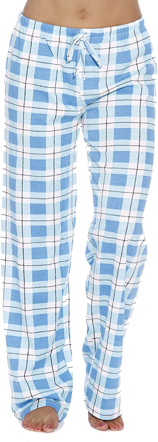 Just Love 100% Cotton Jersey Women Plaid Pajama Pants Sleepwear (Solid  Black, Small) 