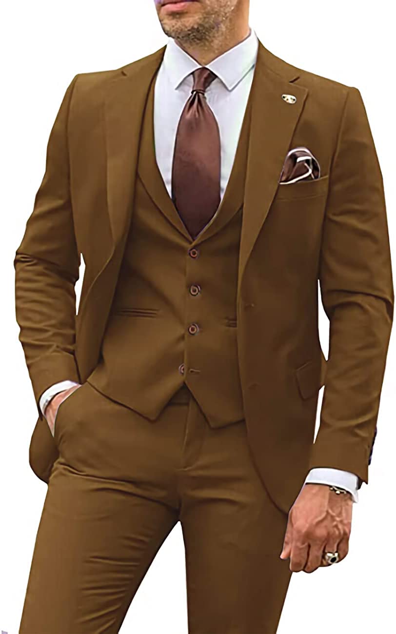 Wangyue Men's Pinstripe Suit Slim Fit 2 Pieces Double-Breasted Blazer Pant  for Wedding Business, Brown, 36 : : Clothing, Shoes & Accessories