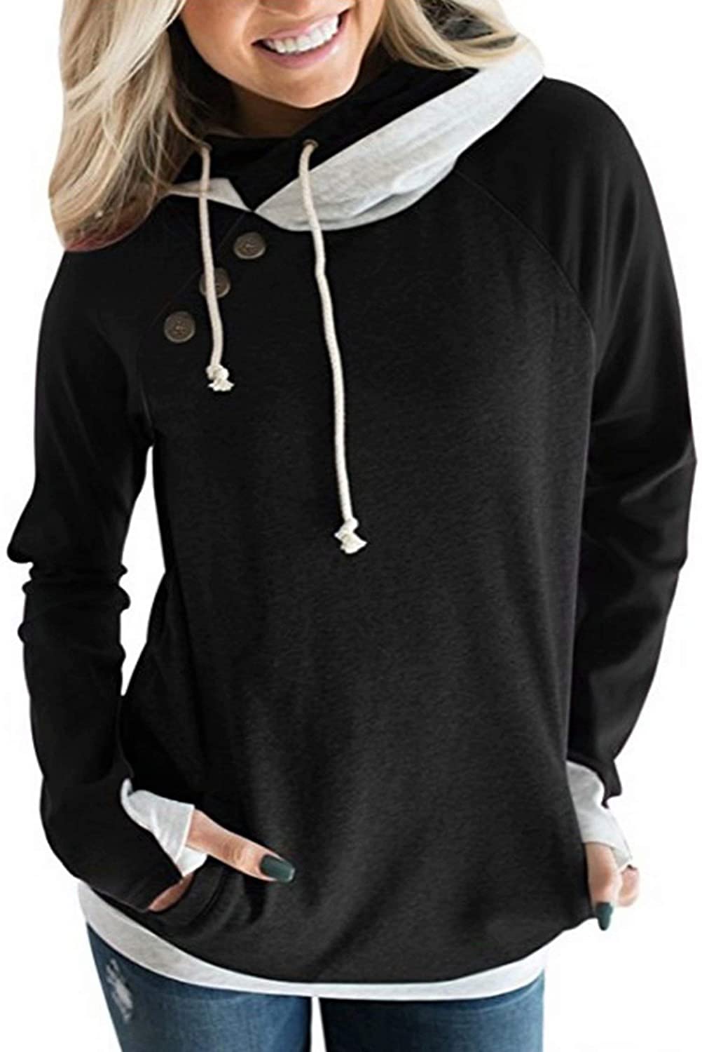 Womens Hooded Sweatshirt Loose Casual Hoodies Tops Tee Jumper Pullover Sweaters 
