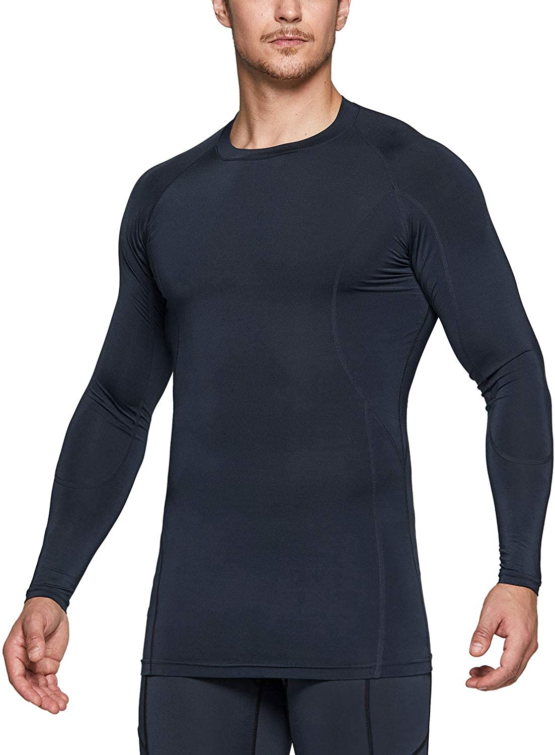 Cool Dry Athletic Workout Shirt TSLA Men's Tactical V-Neck Long Sleeve Compression Shirts Active Base Layer T-Shirts 