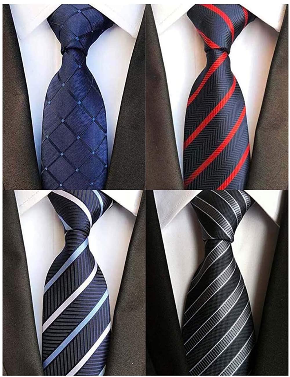 100% seda WeiShang Lote de 6 corbatas clásicas para hombre tejidas en tejido jacquard