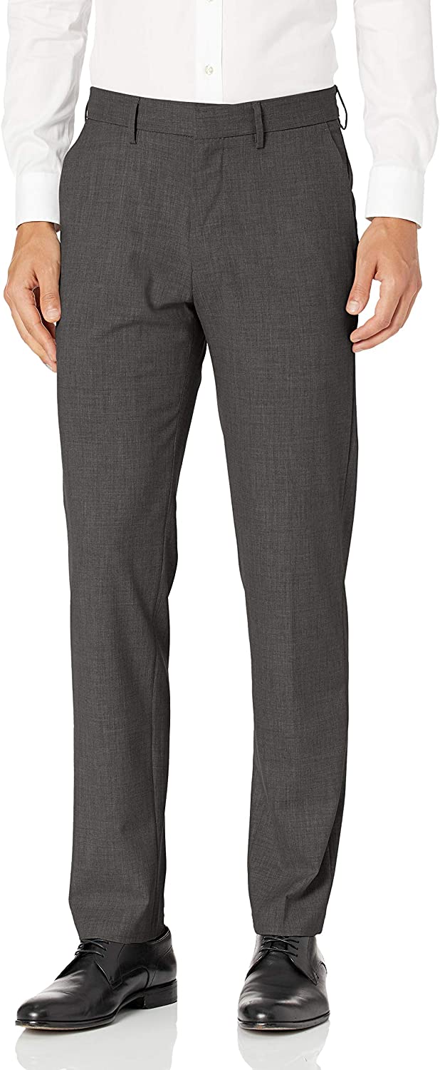 J.M. Haggar Mens Stretch Superflex Waist Slim Fit Flat Front Dress Pant 