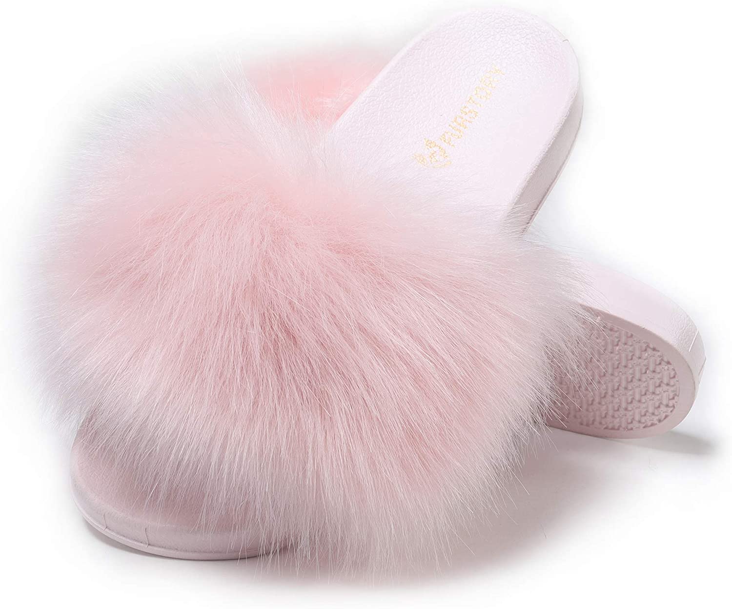 Tradecan Women's Furry Slides Faux Fur Slides Fuzzy Slippers Fluffy Sandals Outdoor Indoor, Size: 37, Pink