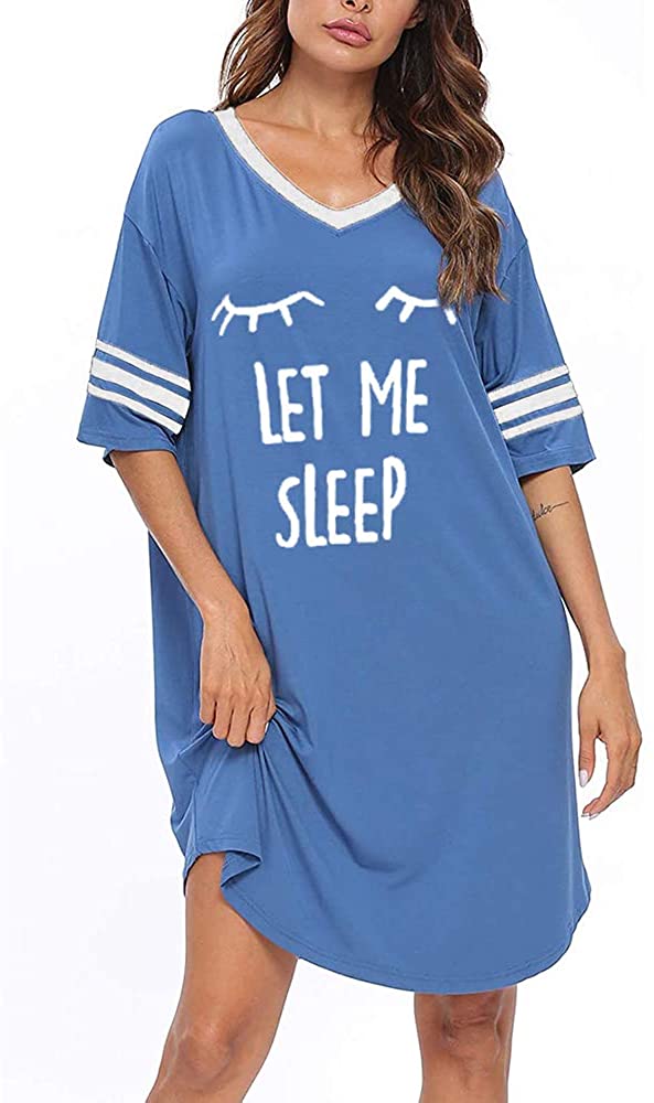 KAMONG Sleep Shirts for Women Oversized Novelty Night Shirts V