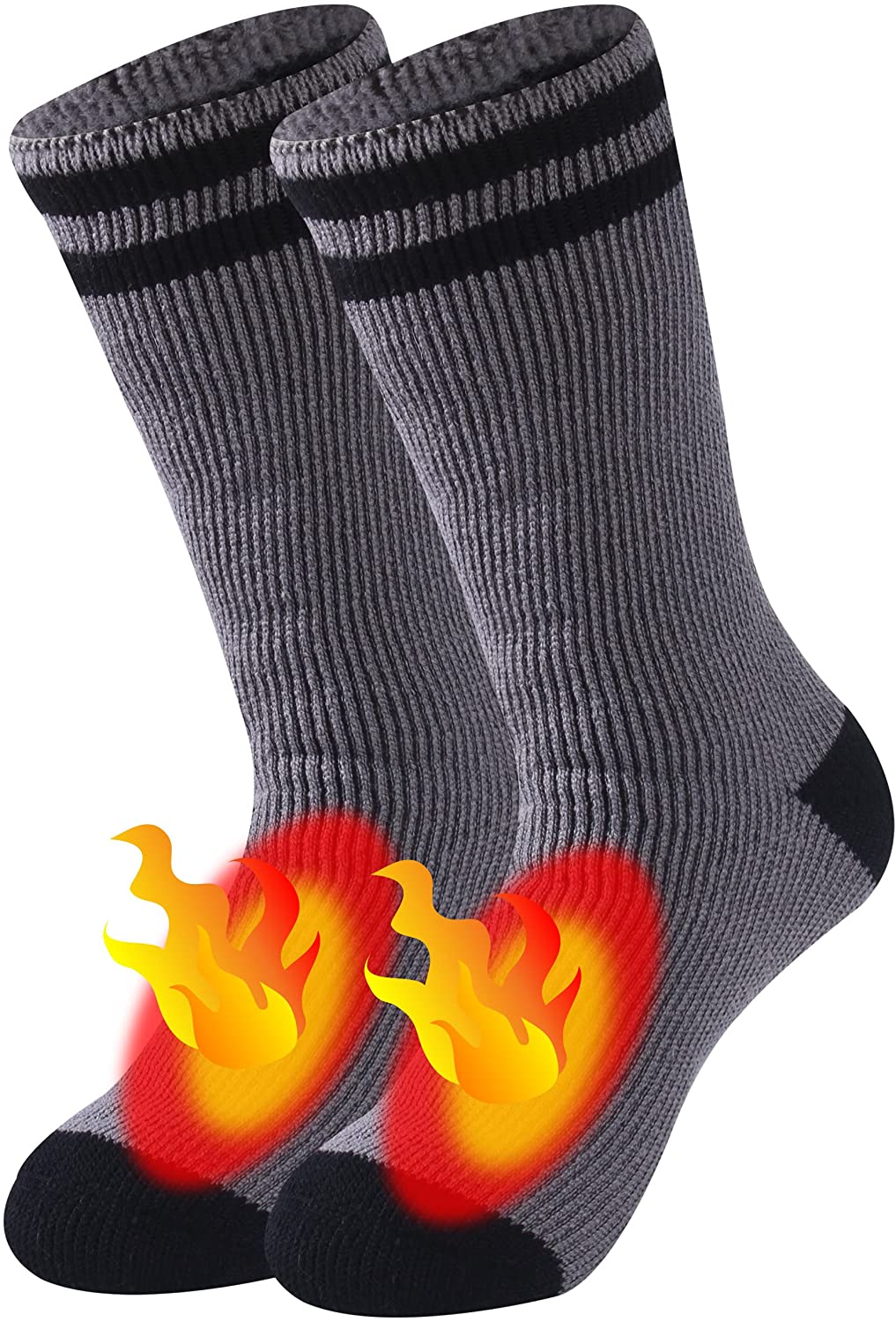 Hissox Unisex Thick Warm Insulated Heated Crew Slipper Socks for Cold Weather Winter Thermal Socks with Grippers