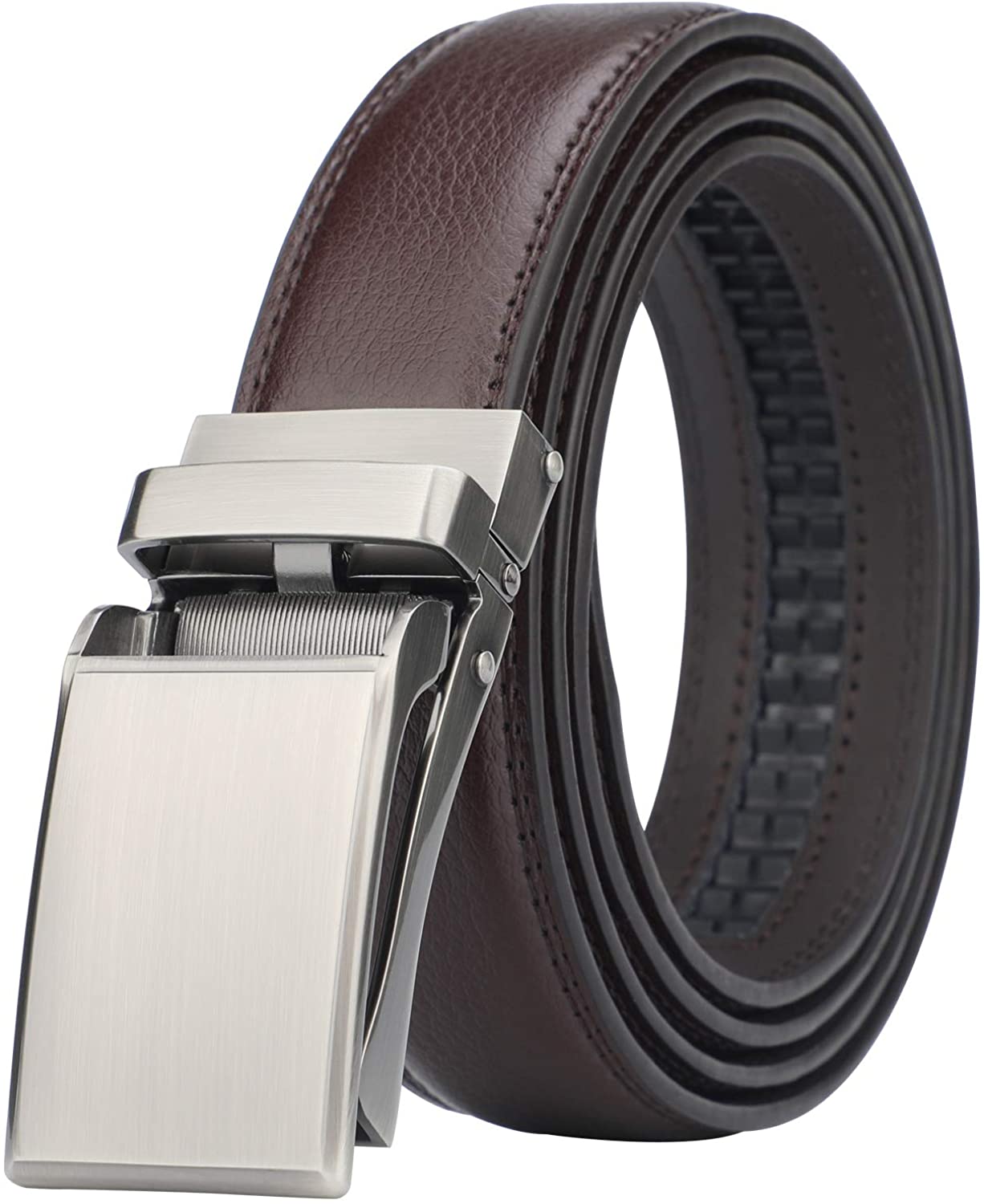 HIMI Mens Comfort Genuine Leather Ratchet Dress Belt with Automatic Click Buckle