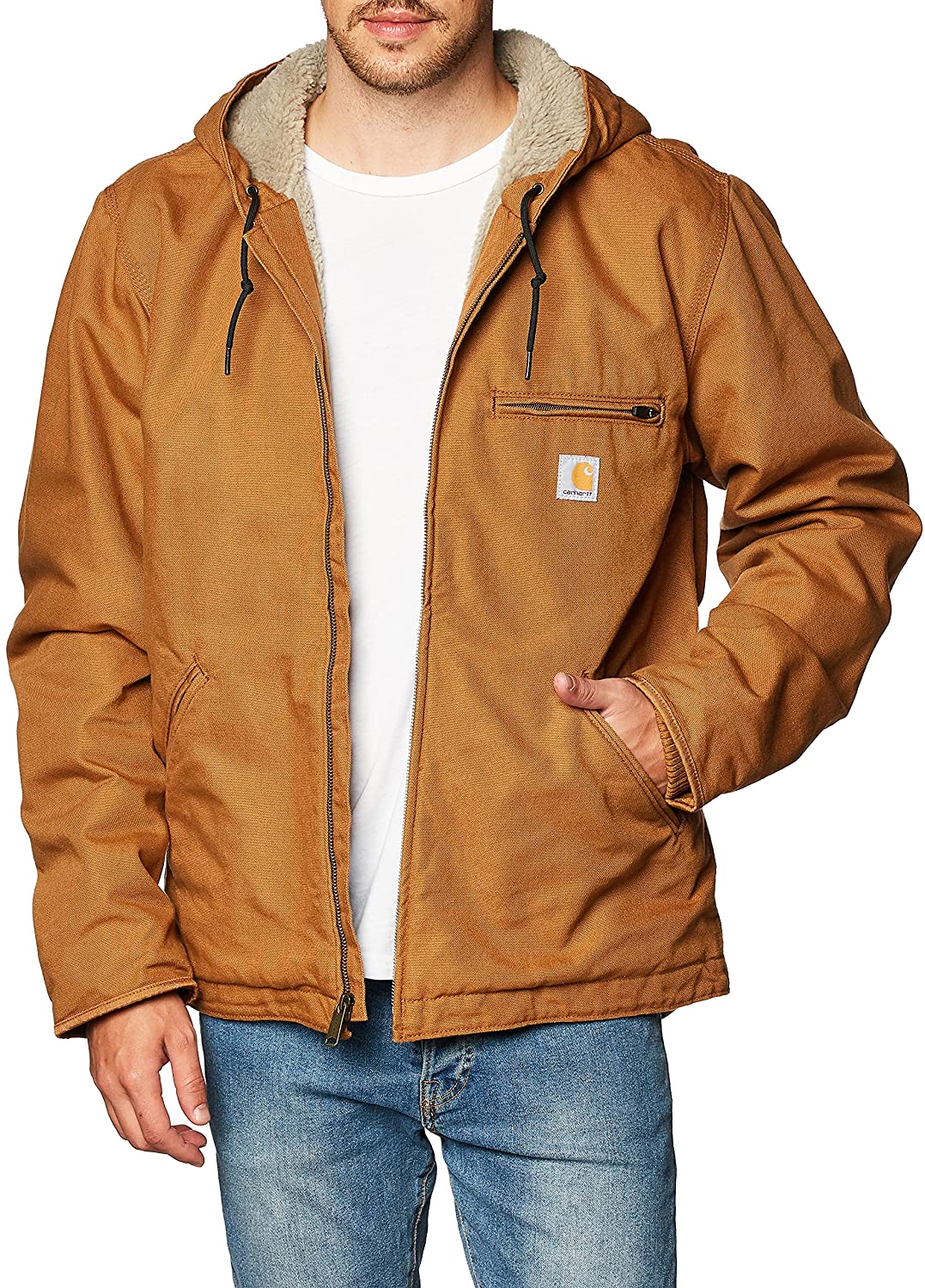 Carhartt Men's Relaxed Fit Washed Duck Sherpa-Lined Jacket, 60% OFF
