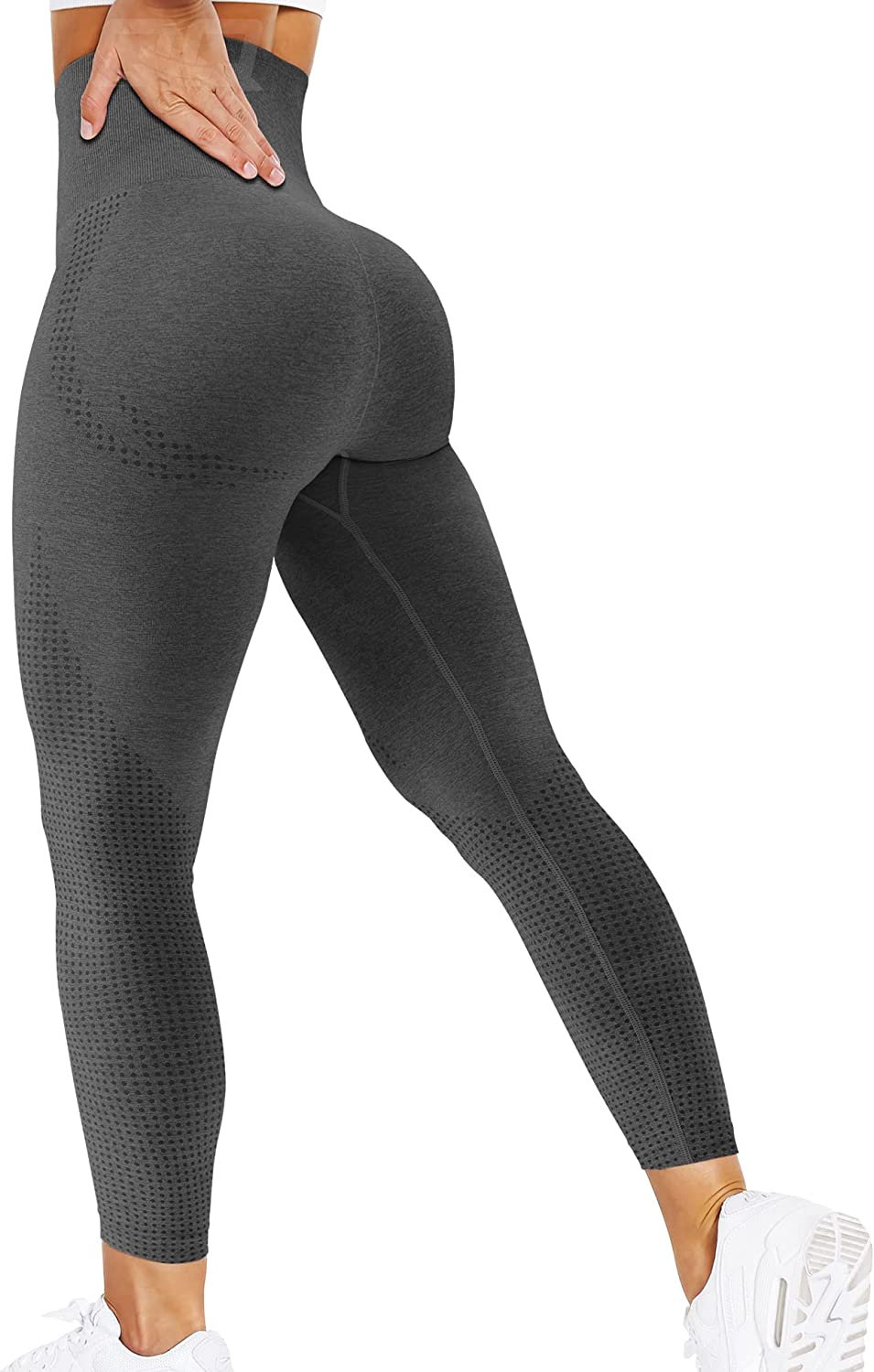 QOQ Women's Seamless Leggings High Waist Gym Running Vital Yoga Pants Butt  Lift Workout Tights Tummy Control, #1 Smile Contour Brown/Mocha, S :  : Fashion