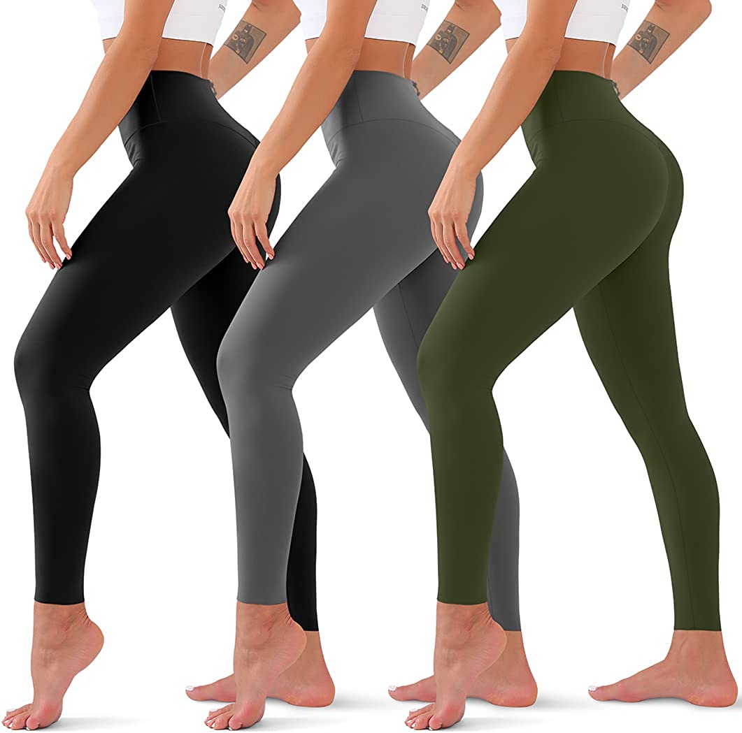5 Pack Leggings for Women - High Waisted Soft Tummy Control No See Through  Workout Black Yoga Pants