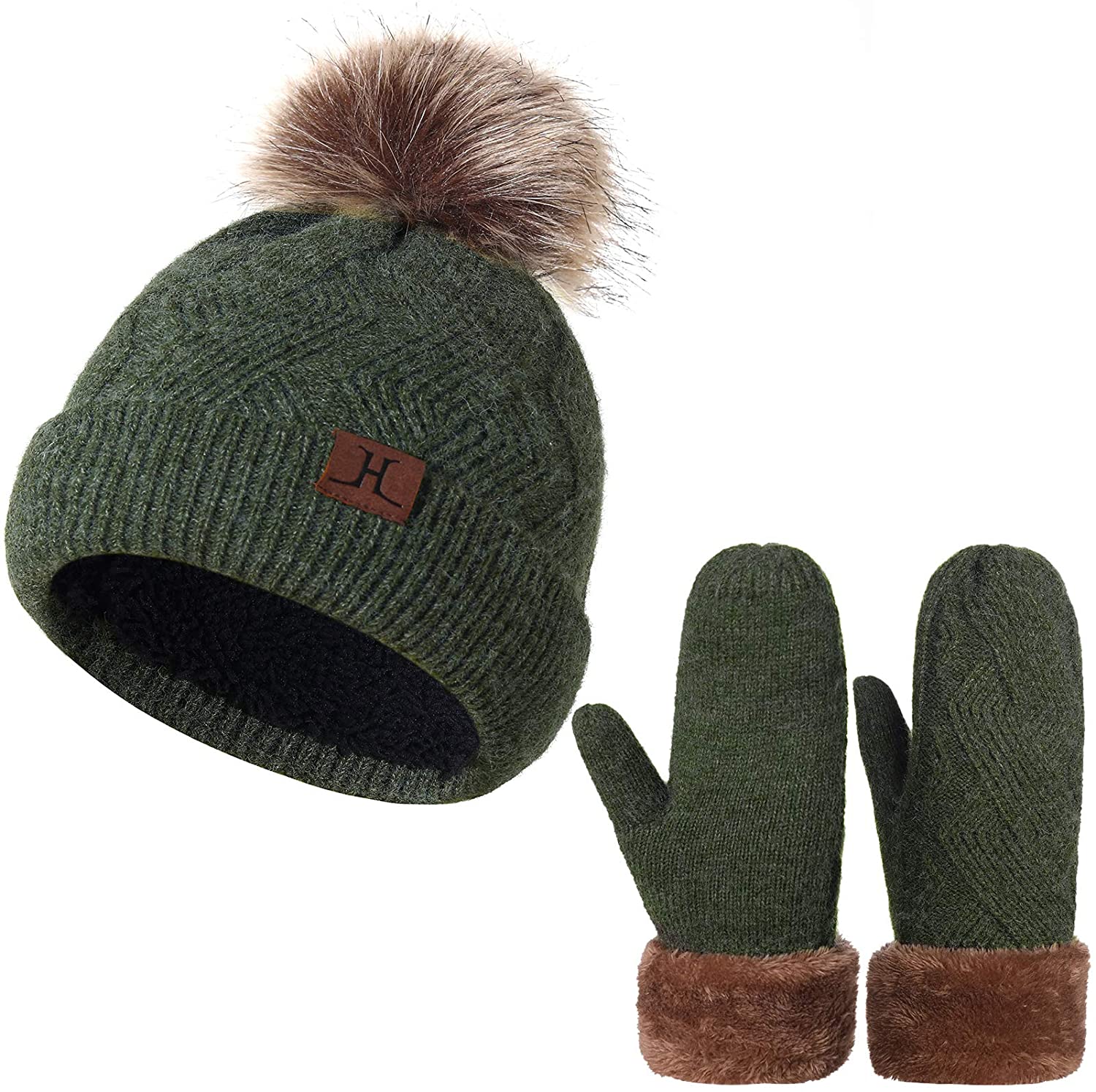 womens hat and mitten set