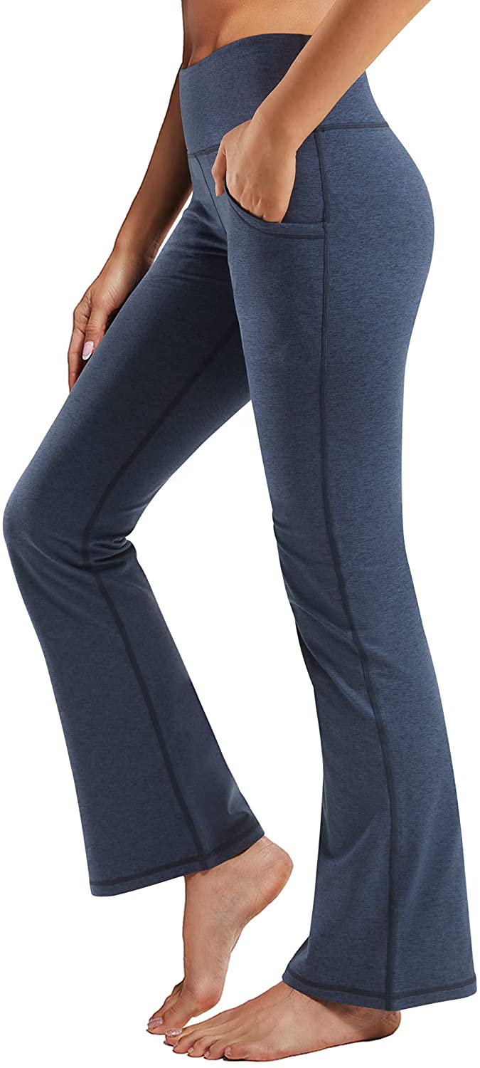Promover Women Bootcut Yoga Pattern Pants with Pockets Bootleg