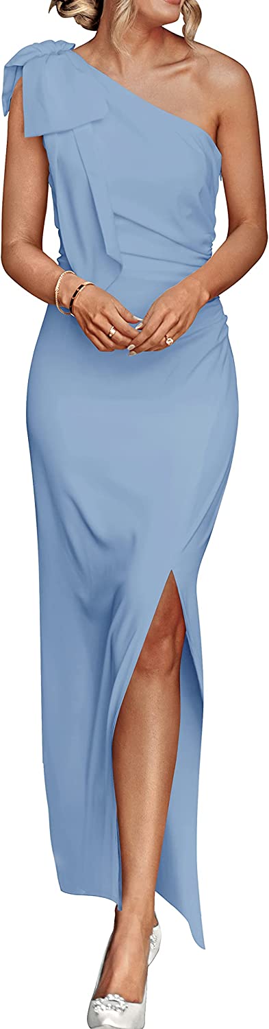  PRETTYGARDEN Women's Satin Ruched Bodycon Dress Summer 2024  Twist Front V Neck Sleeveless Split Maxi Dresses (Brilliant Blue,Small) :  Clothing, Shoes & Jewelry