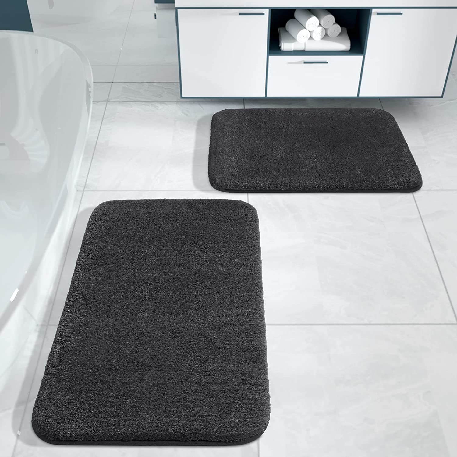 Yimobra Microfiber Bathroom Rugs, Plush Shaggy Bath Mat, Memory