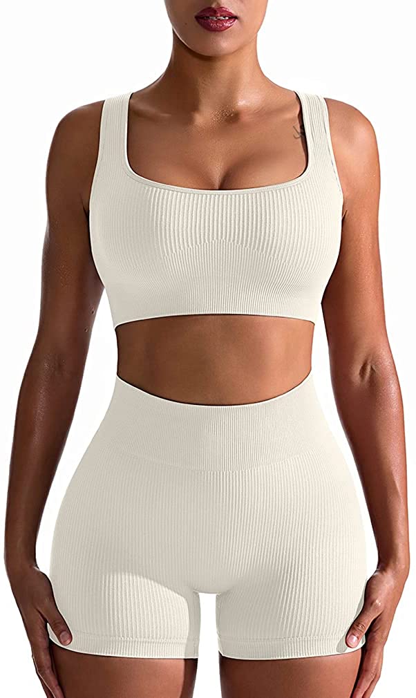 OQQ Workout Outfits for Women 2 Piece Seamless Ribbed High Waist Leggi –  Miami Sunshine Shop