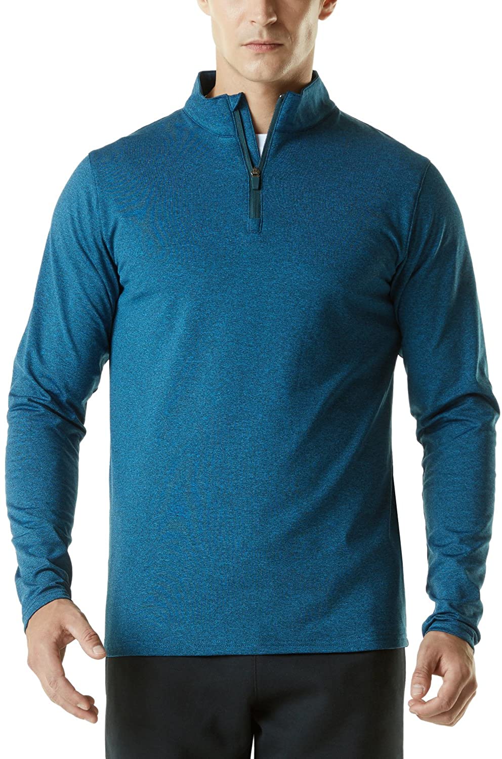 TSLA Mens Quarter Zip Thermal Pullover Shirts Winter Fleece Lined Lightweight Running Sweatshirt
