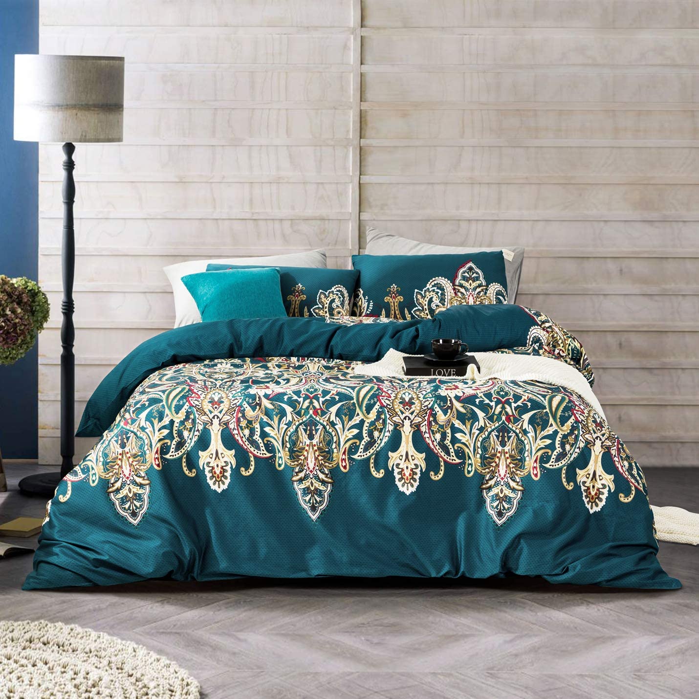 queen teal duvet cover