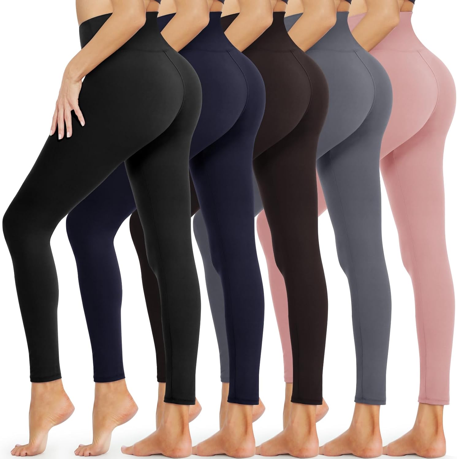 Opuntia 5 Pack Leggings for Women - High Waisted Tummy Control Soft Black  Yoga P