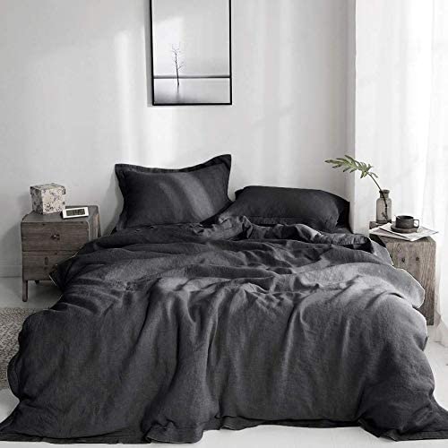 linen duvet cover black