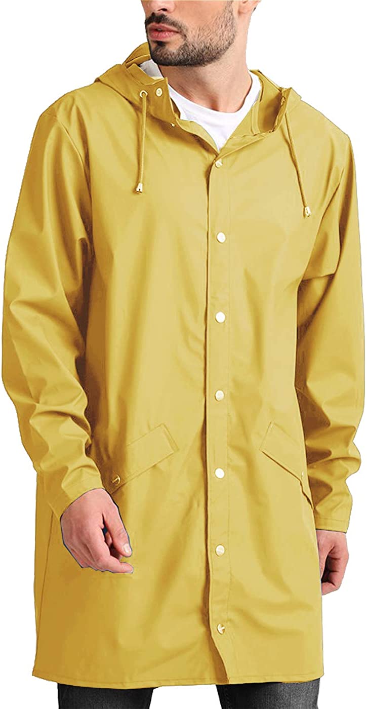 JINIDU Mens Rain Jacket Waterproof Lightweight Raincoats with Hood Packable Outdoor Rain Poncho 