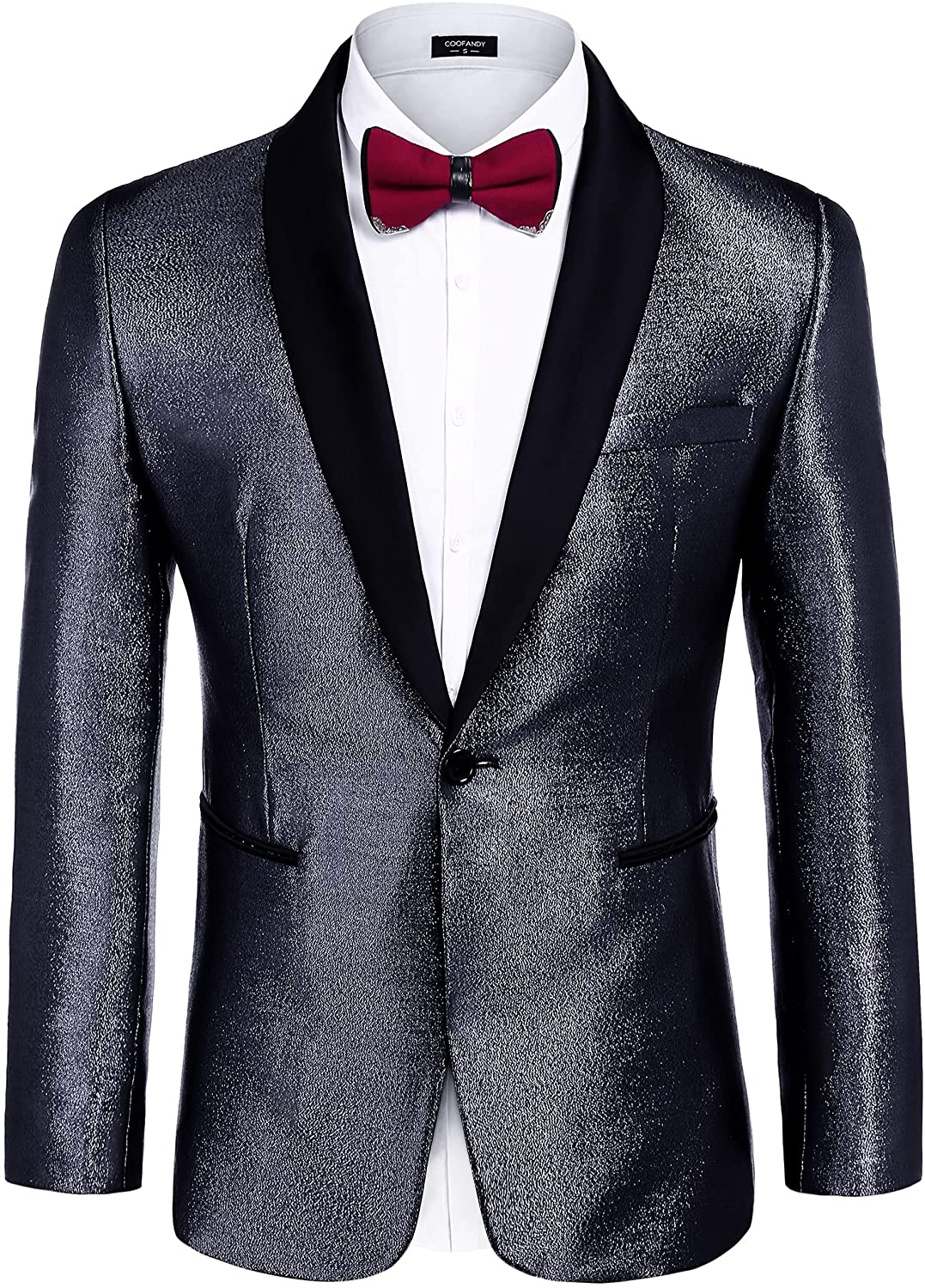 COOFANDY Mens Sequin Blazer Suit Jacket Christmas Slim Fit One Button Fashion Tuxedo Jacket for Dinner Party Wedding Prom 