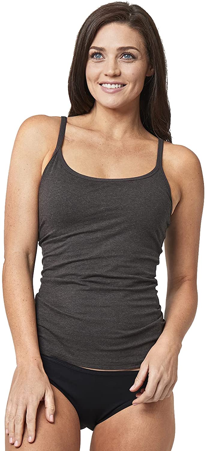 Pact womens Organic Cotton Camisole Tank Top With Built-in Shelf Bra