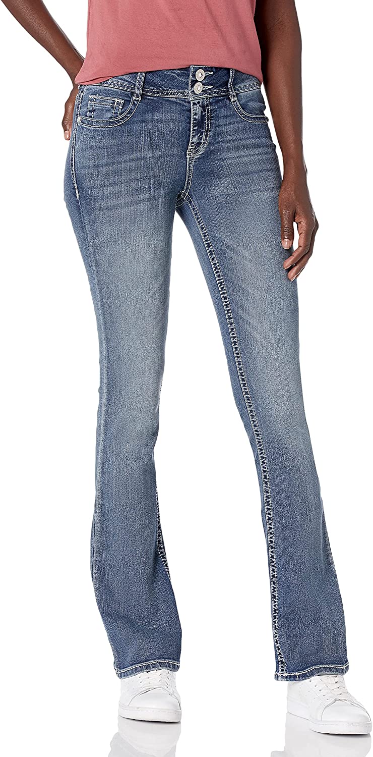 WallFlower Women's Instastretch Bling Luscious Curvy Bootcut Jeans 