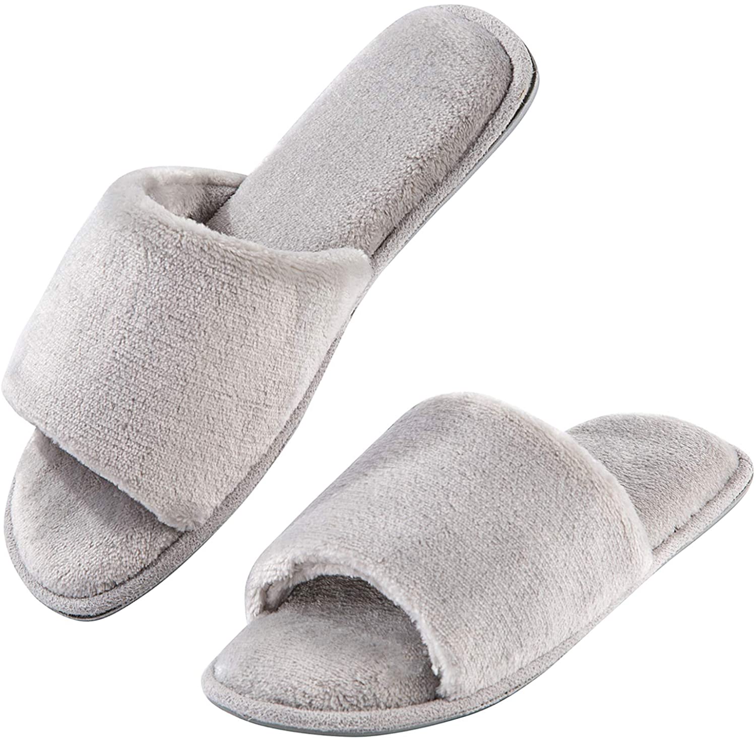 Ladies Memory Foam Slippers Open Toe Comfy Slip On Home Shoes 