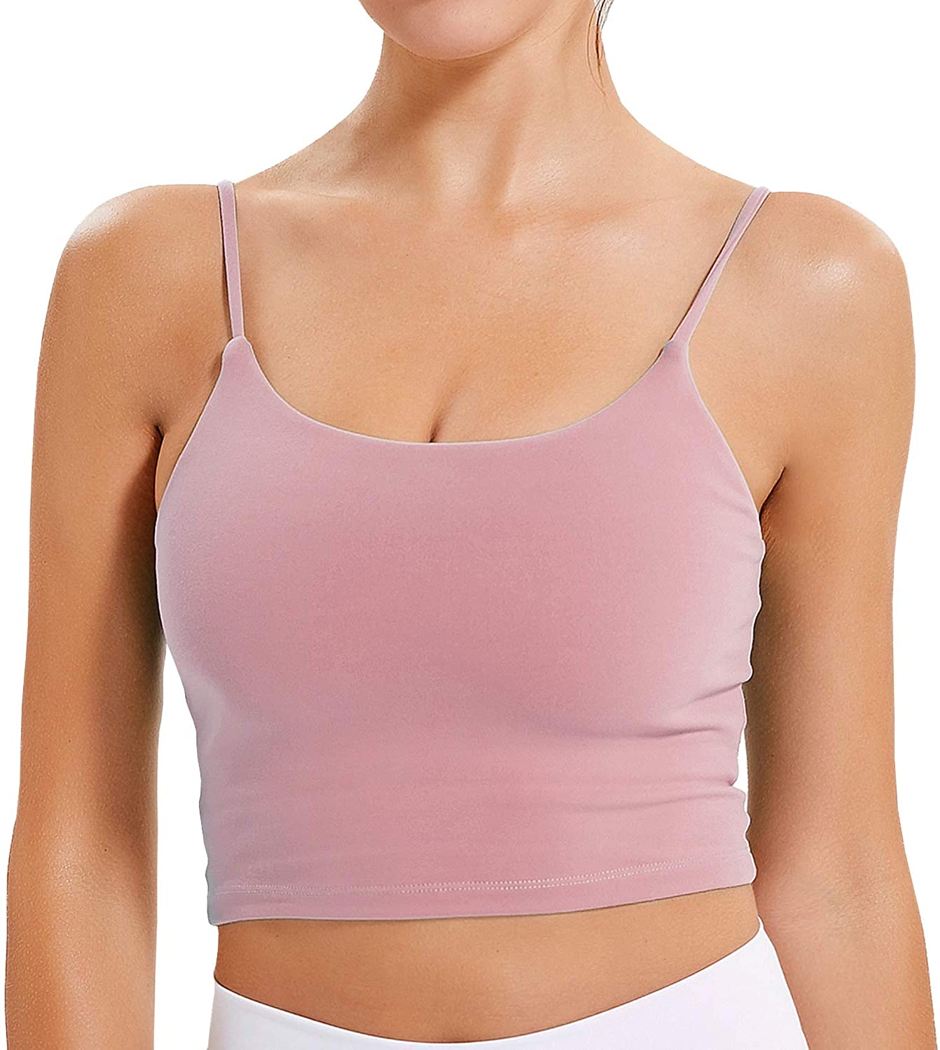Lavento Women's Racerback Sports Bra Yoga Crop Top with Built in Bra (4,  Brushed Black) at  Women's Clothing store