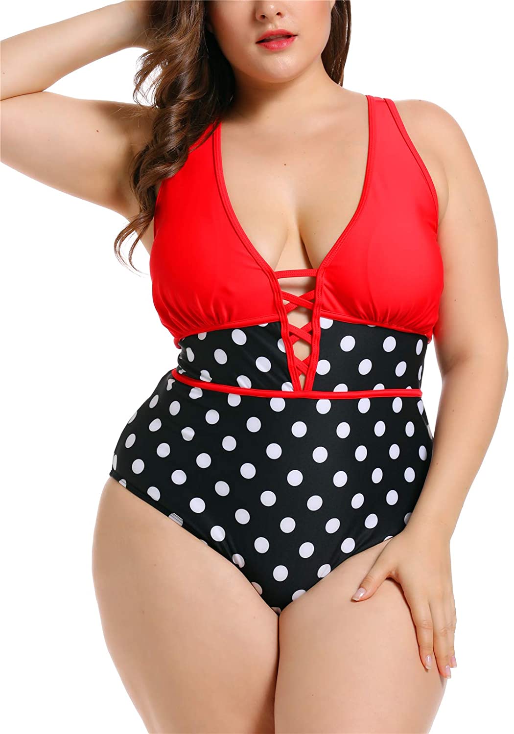 Women's Black Sexy Plus Size Rosa Floral Print One Piece Swimsuit