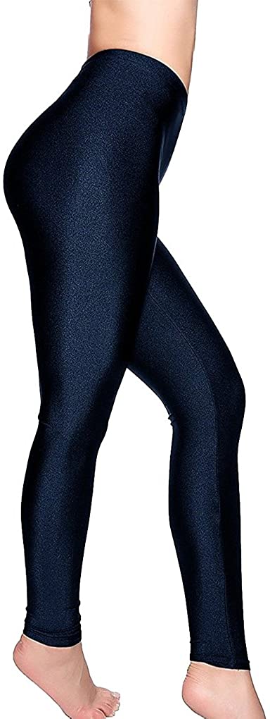 Romastory Women's Stretched Shiny Sports Leggings Elastic Yoga Pants Tights  (S, Black) at  Women's Clothing store